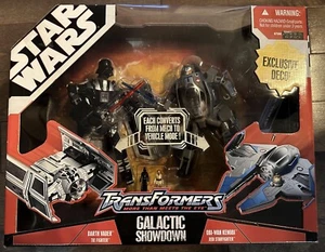 Star Wars Transformers GALACTIC SHOWDOWN Darth Vader Tie Fighter vs Obi-Wan NEW - Picture 1 of 2