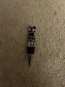 Chinese Beijing Cloisonne Black Cat Wine Bottle Stoppers - Picture 1 of 8