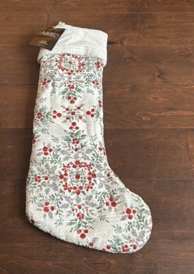 Ralph Lauren Christmas Stocking Red Berries New Metallic 22” - Image 1 of 3