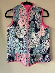 Lilly Pulitzer Girls Melanie Reversible Quilted Vest Pink Sz XL 12 - 14 - Picture 1 of 8