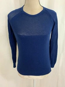 zoe karssen Womens Solid Navy Blue Long Sleeve Crew Neck Sweater Top Small - Picture 1 of 6