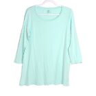 Crown & Ivy 100% Cotton Long Sleeve Tee Shirt Mint Green Size Large