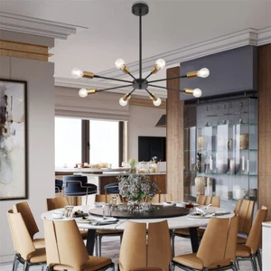 6 Way Adjustable Sputnik Chandelier Vintage Pendant Light Retro LED Ceiling Lamp - Picture 1 of 17