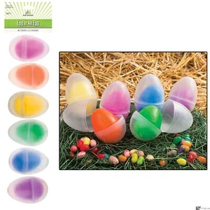 6 Color 2.5" Plastic Easter Eggs In 3.5" Clear Egg, Pack of 12 Containers - Picture 1 of 4