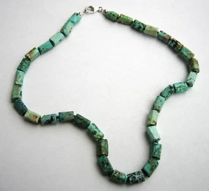 Collar turquesa collar piedras preciosas cilíndricas mosquetón plata 925 - Imagen 1 de 10