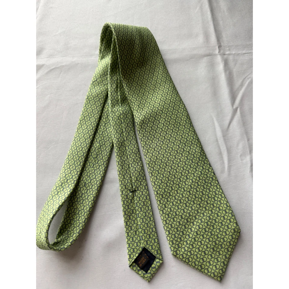 Peter Blair шелковый галстук зеленый круг узор бизнес карьера сделано в США - Изображение 1 из 4