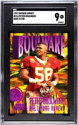 1997 Skybox Impact Rave /150 #214 Peter Boulware RC SGC 9 MINT Baltimore ROOKIE - Image 1 of 2