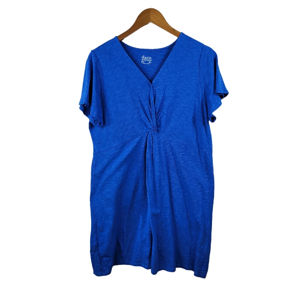 D&Co Playa Camiseta Vestido Talla Mediana Natación Encubrimiento Azul Hasta la Rodilla Tejido Delantero Foto 1 de 4