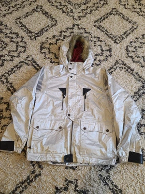 Chaqueta de snowboard analógica/burton de piel con capucha talla pequeña Foto 1 de 4