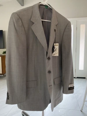 Jaqueta masculina Oleg Cassini nova com etiquetas 40RP 100% lã de cordeiro blazer cinza xadrez - Imagem 1 de 4