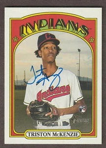 2021 Topps Heritage Real One Blue Ink On Card Autograph ROA-TM Triston McKenzie - Picture 1 of 2