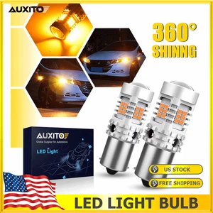 2Pcs BAU15S Front Turn Signal Light LED Bulb For Honda Nissan Yellow Amber New - Picture 1 of 9
