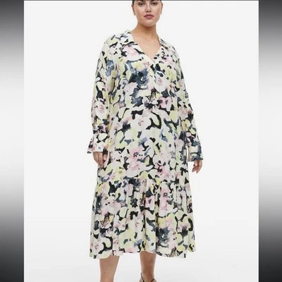 H&M 水彩花卉迷笛连衣裙 – XL 码 – 全新带标签 ✨ — 第 1/4 张图片