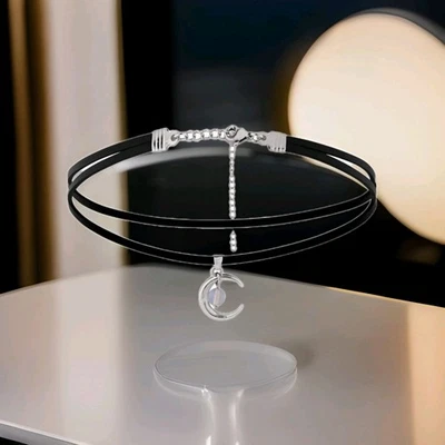 Gothic boho layered crescent moon necklace beautiful woman's necklace  - Image 1 of 4