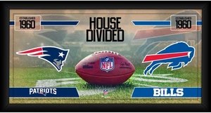 New England Patriots vs Buffalo Bills Frmd 10" x 20" House Divided Collage - Picture 1 of 1