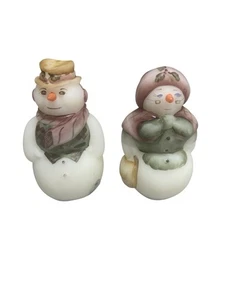 Fenton Mr & Mrs Snowman Satin Glass Hand Painted Artist Signed Vintage Stamped - Bild 1 von 16