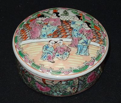 ANTIGO FRASCO CAIXA POWEDER ROSA FAMÍLIA CHINESA QING GUANXU FINAL DE 19c 帝中國古董瓷器清 - Imagem 1 de 4