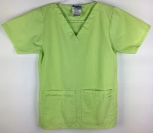 Landau Scrub Top Size XS Green White Gingham Print Nursing Medical Uniform - Picture 1 of 4
