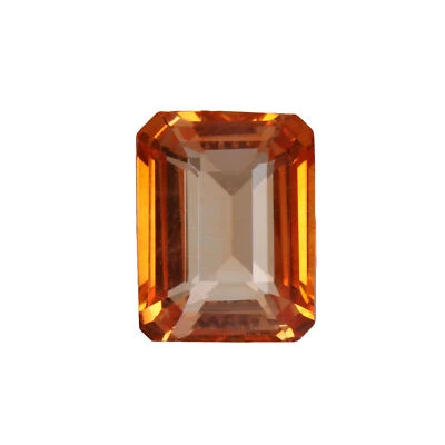 10.00 Ct Brazil Orange Color Morganite Emerald Cut Lab Created Loose  Gemstone - Image 1 of 4