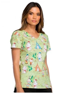 Dickies Women's Print Scrub Top DK700 CAME V-Neck Medical Uniforms Size XS - Picture 1 of 3