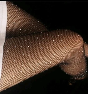 Collant original resille noir motif Pailleté, taille unique, neuf (A11-04) - Imagen 1 de 1