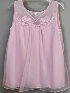 Vintage Gaymode Pennys Babydoll Nylon Chiffon Nightgown Nighty S 34 Lavender - Picture 1 of 3