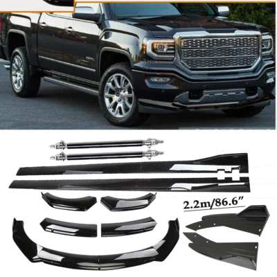 Front Bumper Lip Splitter Spoiler Side Skirt For 01-23 GMC Sierra 1500 Extension Foto 1 de 4