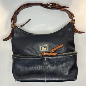 Dooney & Bourke Hobo Pebbled Blue Leather Shoulder Bag Purse Vintage - Picture 1 of 16