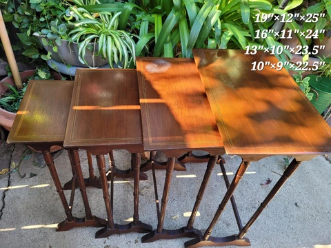 Theodore Alexander(? Set of 4 Georgian Style Mahogany Nesting Tables Faux Bamboo Cover