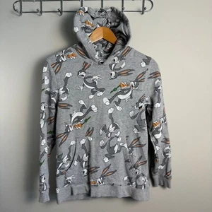 Looney Toons Kid's Bugs Bunny Long Sleeve Gray Pullover Hoodie Size XL (Kids) - Picture 1 of 11