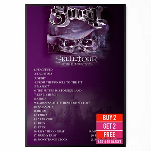 Ghost 2025 UK Tour Setlist Poster Print Skeletour World Tour Live Wall Art A5-A3 - Picture 1 of 12