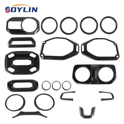 21x Carbon Fibre Interior Decoration Cover Trim Kit for Jeep Wrangler JL JLU 18+ - Image 1 of 4