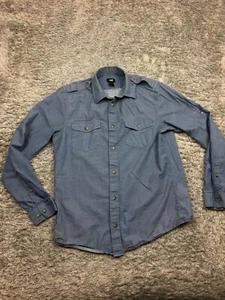 H&M Button Up Shirt Mens Size Small Blue Long Sleeve Cotton - Picture 1 of 11