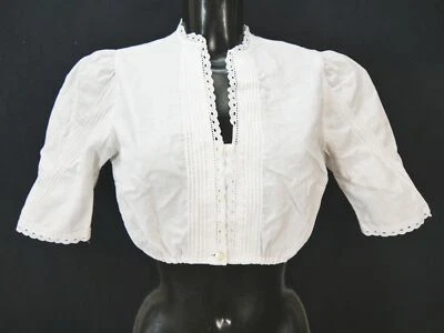 Gr.40 Dirndlbluse weiß Bluse für Dirndl Krüger Baumwolle mit Spitze - Bild 1 von 4