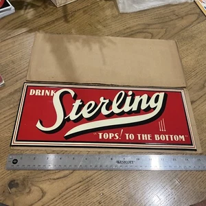 Vintage 1940s Sterling Beer Advertising Tin Sign TOC NOS Original - Picture 1 of 8