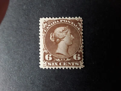 1868 Canada # 27, Queen Victoria, Large Queen, 6 cents, dark brown - Image 1 of 3
