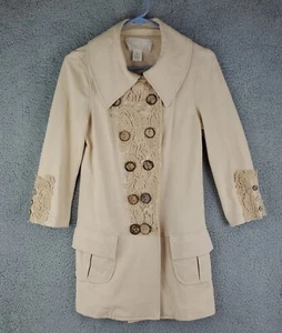 Nick & Mo Embroidered Light Blazer Size Small Cream Tan Boho - Picture 1 of 13