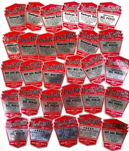 Vintage UNCLE BILL'S PICKLES lot of 29 jar labels LEWISTON, IDAHO dill, relish - Picture 1 of 6