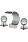Waterfall Lavoratory Faucet 3 Hole Dual Crystal Knobs Bathroom Sink Chrome