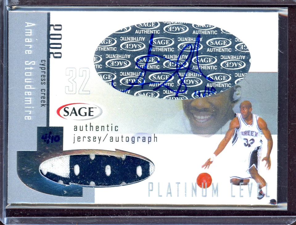 Camiseta deportiva AMARE STOUDEMIRE ~ 2002 SAGE autógrafo combos automáticos #ASJ (#4/10) Foto 1 de 1