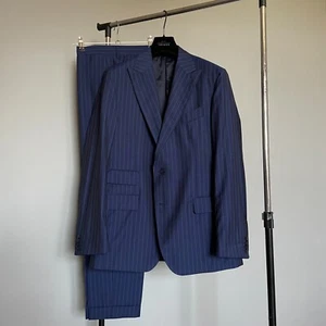 Boggi Milano Herren Blau Gestreifter Wolle/Mohair Ungefütterter Anzug - Größe EU54R / US/UK44R - Bild 1 von 22