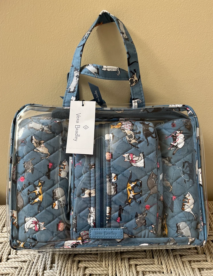 Vera Bradley 3 件套化妆包旅行套装 Merry Mischief Deer 全新带标签 — 第 1/1 张图片