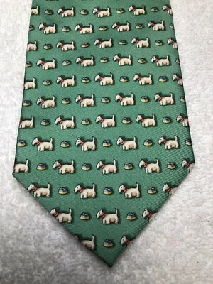 MEETING STREET MENS TIE GREEN WITH DOGS 4 X 59 NWT - Image 1 of 4