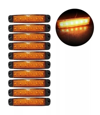 10 X SEGNALATORE LUCE INGOMBRO 6 LED LATERALE 12V 12 VOLT ARANCIO CAMPER FURGONE - Bild 1 von 4