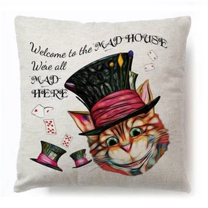 Alice In Wonderland Cartoon Pillow Case Cotton Linen Square Cushion Cover** - Picture 1 of 38