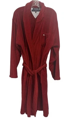 Albornoz de tela de felpa roja Tommy Hilfiger de colección para hombre talla única con cinturón logotipo bata Foto 1 de 4