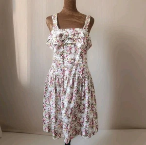 Vestido Cottagecore Vintage Floral Lazo Acento Coqueta Algodón Talla L MOA Corto - Imagen 1 de 9