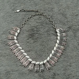 Sarah Coventry Art Deco Bib Cleopatra Style Necklace Silver Toned Choker Vtg - Picture 1 of 10