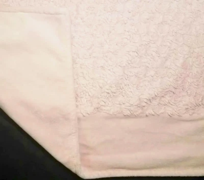 SUMERSAULT Baby Blanket Pink Plush Swirl Fluffy Wide Satin Trim 28x35 - Image 1 of 4