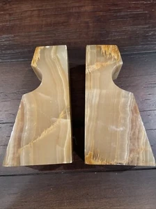 Pair of Vintage Mid Century Modern Orange Brown Marble Book Ends - Picture 1 of 5